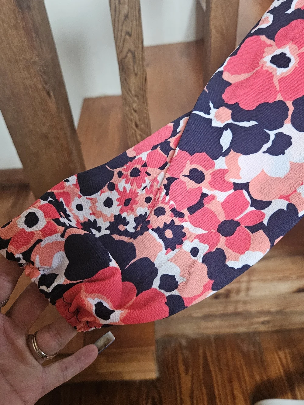 Michael Kors Coral & Navy Floral Off-Shoulder Blouse